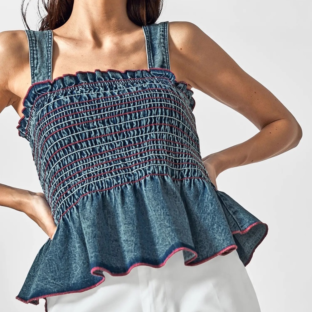 Anthropologie • Pilcro denim smocked tank